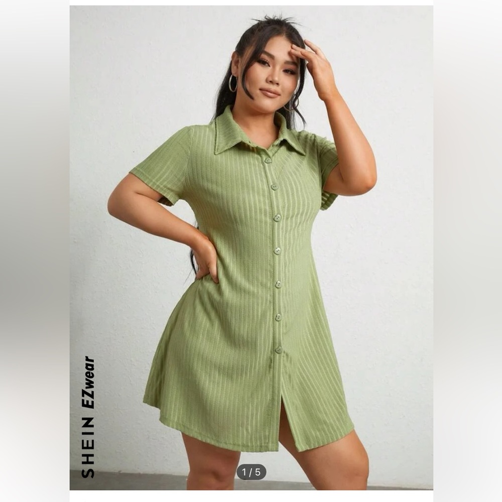 Button Front Rib Knit Dress